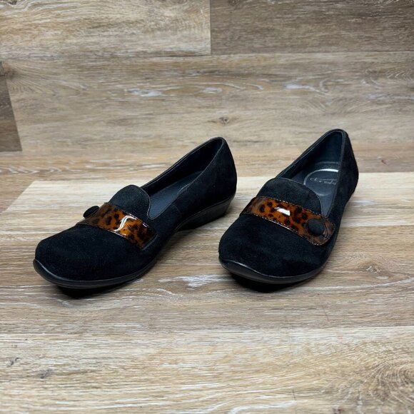 Dansko Olena Black Suede Tortoise Patent Accent Loafer Women's Size EU 36 - Picture 1 of 6